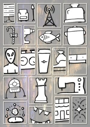 Icons vẽ tay màu đen trắng